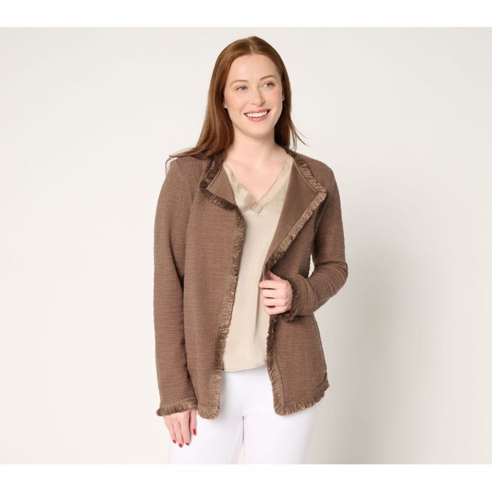 SUNNYLiFE Women's Jacket Sz XS Fringe Benefit Tweed Brown
